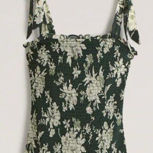 Tie-Strap Smocked Midi Dress